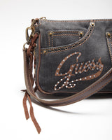 Vintage Y2k 00s Guess Denim Lace-up Mini Handbag