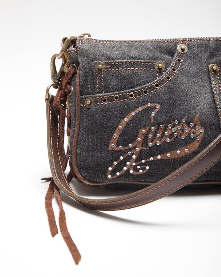 Vintage Y2k 00s Guess Denim Lace-up Mini Handbag