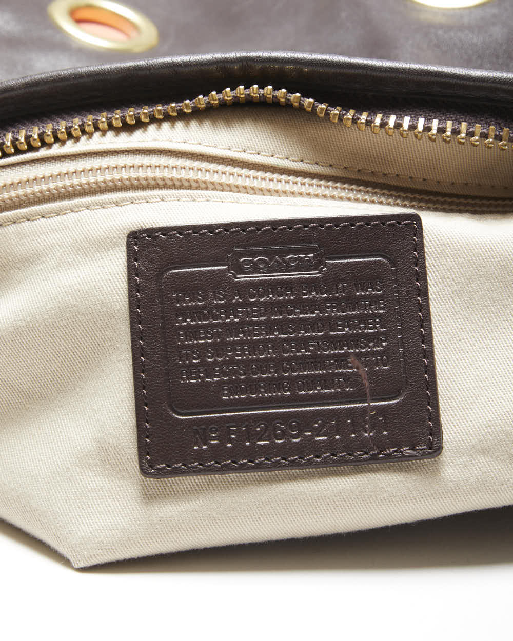 Vintage Y2k 00s Coach Leather Eyelet Shoulder Bag