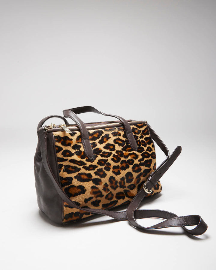 Vintage Y2k 00s DKNY Leopard Print Hide Handbag