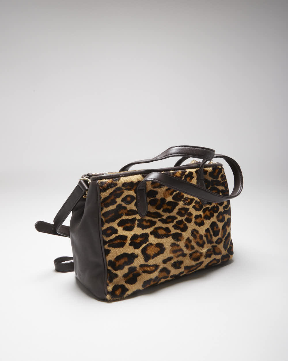 Vintage Y2k 00s DKNY Leopard Print Hide Handbag
