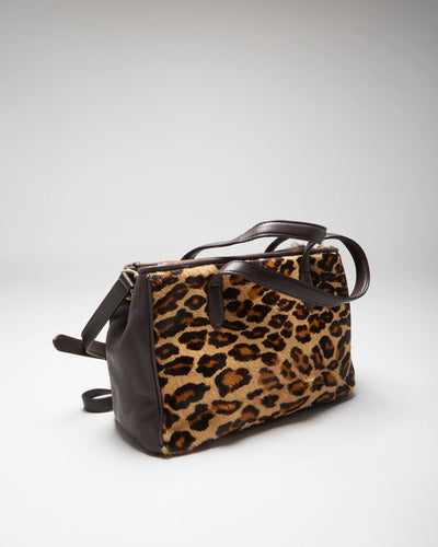 Vintage Y2k 00s DKNY Leopard Print Hide Handbag