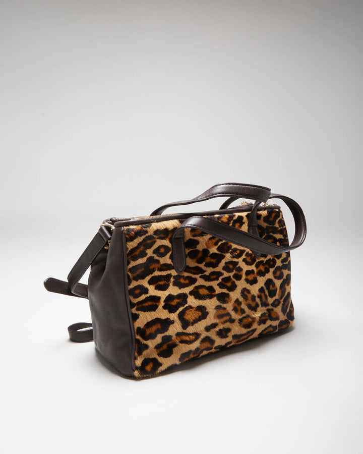Vintage Y2k 00s DKNY Leopard Print Hide Handbag