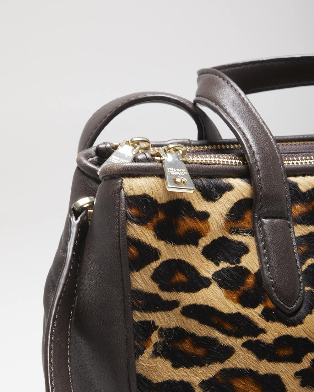Vintage Y2k 00s DKNY Leopard Print Hide Handbag