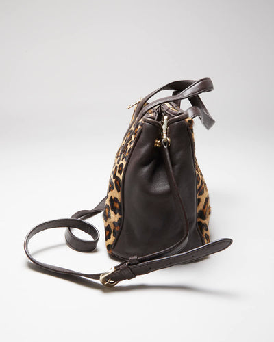 Vintage Y2k 00s DKNY Leopard Print Hide Handbag