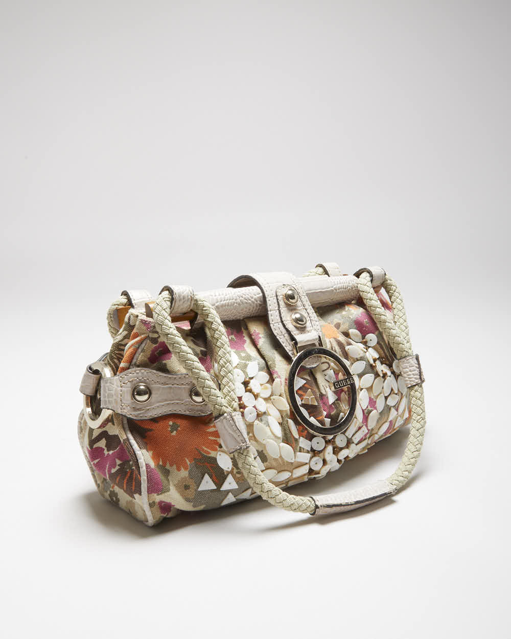Vintage Y2k 00s Guess Mother Of Pearl Floral Handbag