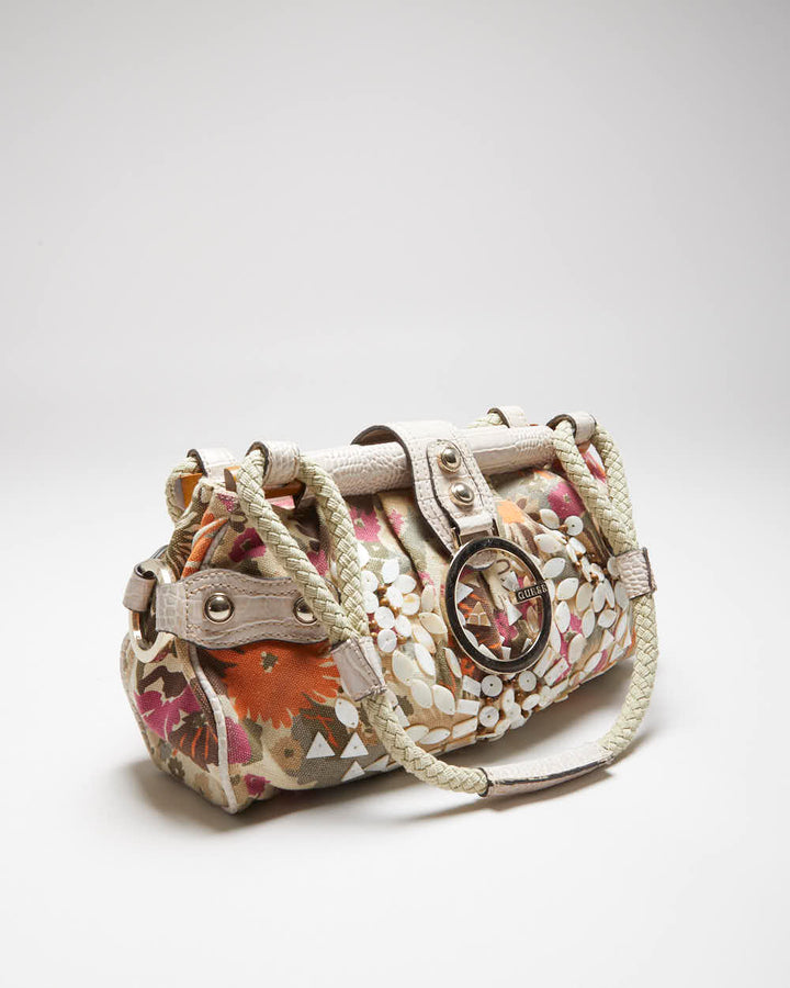 Vintage Y2k 00s Guess Mother Of Pearl Floral Handbag