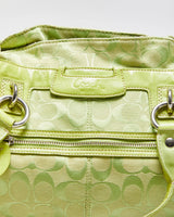Vintage 00s Y2K Coach Penelope Signature Jaquard Lime Green Canvas Shoulder Bag