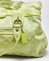 Vintage 00s Y2K Coach Penelope Signature Jaquard Lime Green Canvas Shoulder Bag