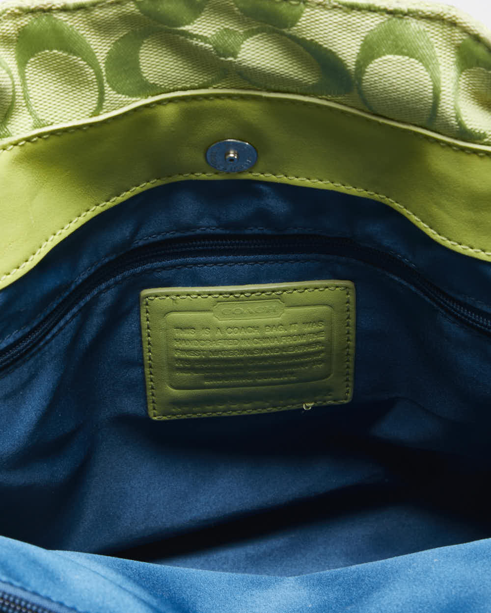 Vintage 00s Y2K Coach Penelope Signature Jaquard Lime Green Canvas Shoulder Bag
