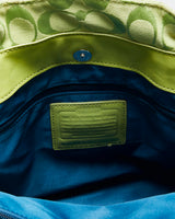 Vintage 00s Y2K Coach Penelope Signature Jaquard Lime Green Canvas Shoulder Bag