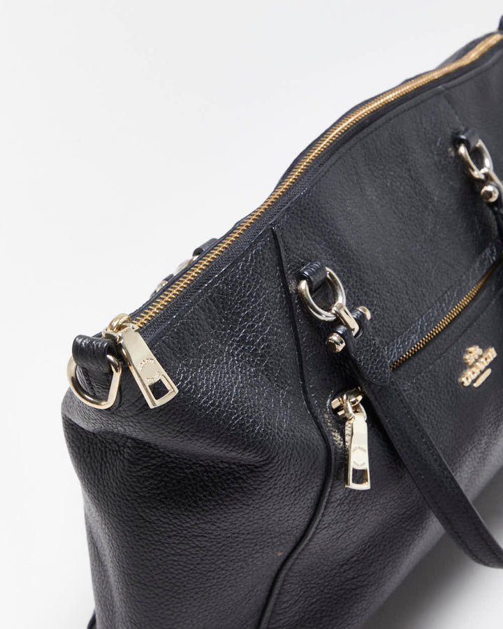 Vintage Coach Prairie Satchel Black Pebble Leather Handbag