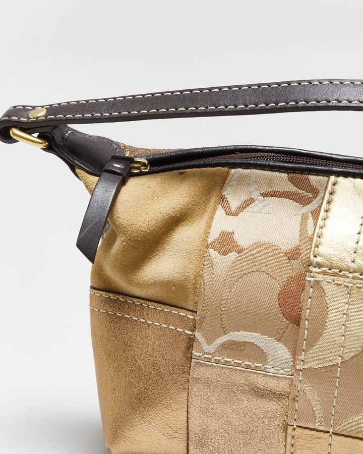 Vintage Y2K 00s Coach Zoe Mosaic Gold Patchwork Mini Handbag – Rokit