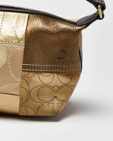 Vintage Y2K 00s Coach Zoe Mosaic Gold Patchwork Mini Handbag