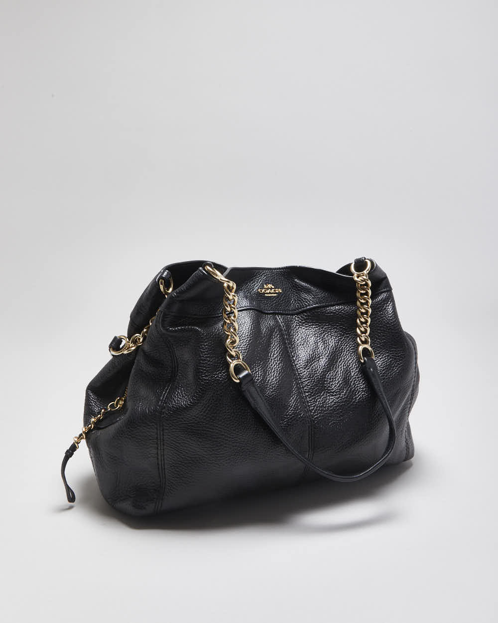 Vintage Coach Lexy Black Pebble Leather Chain Hobo Shoulder Bag