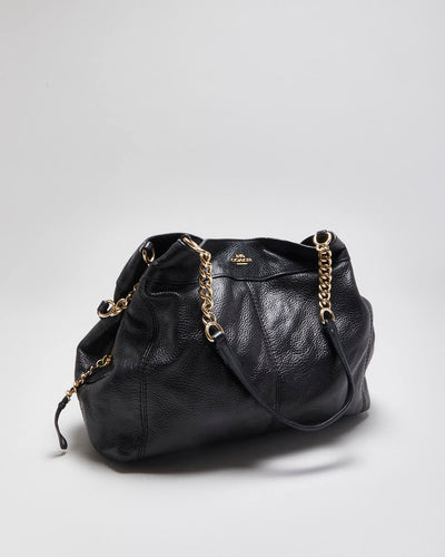 Vintage Coach Lexy Black Pebble Leather Chain Hobo Shoulder Bag
