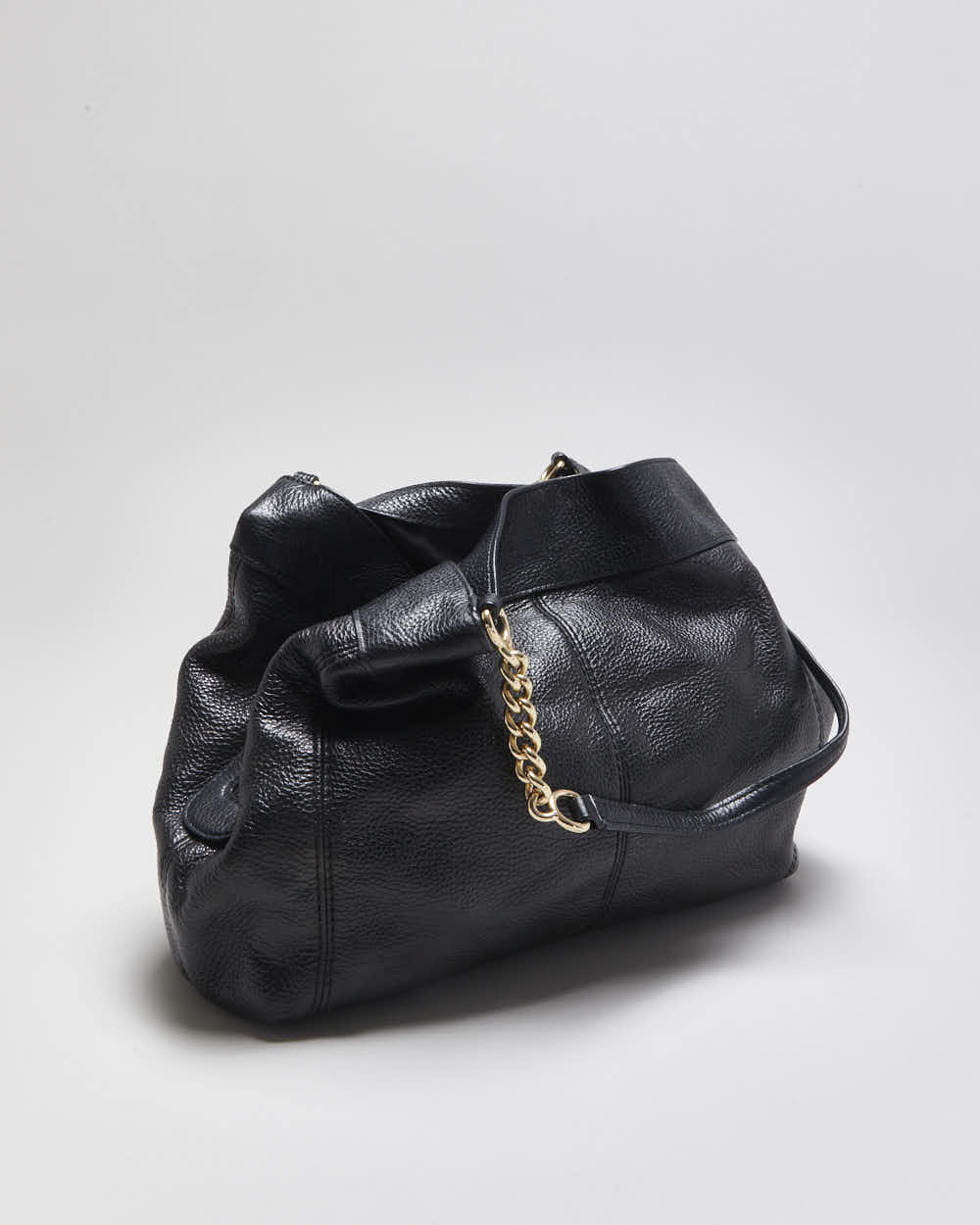 Vintage Coach Lexy Black Pebble Leather Chain Hobo Shoulder Bag