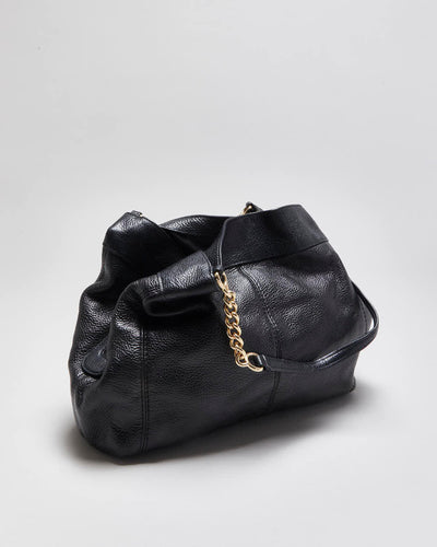 Vintage Coach Lexy Black Pebble Leather Chain Hobo Shoulder Bag