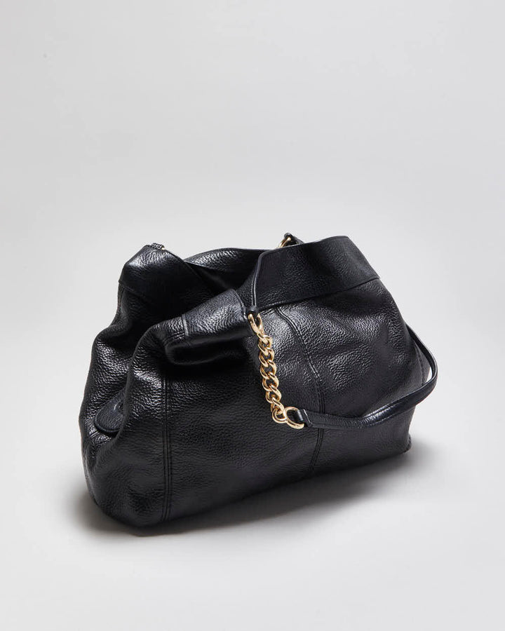 Vintage Coach Lexy Black Pebble Leather Chain Hobo Shoulder Bag