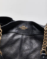Vintage Coach Lexy Black Pebble Leather Chain Hobo Shoulder Bag