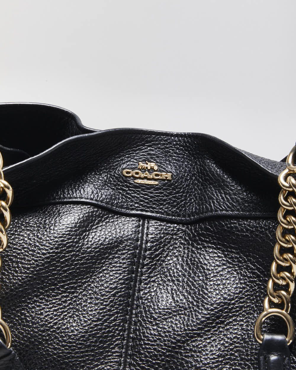 Vintage Coach Lexy Black Pebble Leather Chain Hobo Shoulder Bag