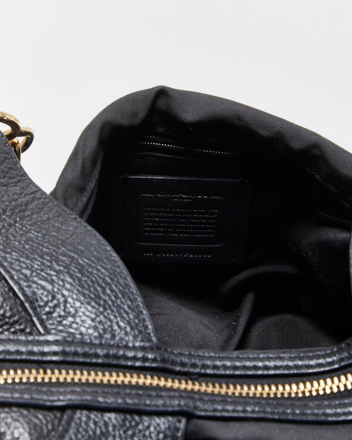 Vintage Coach Lexy Black Pebble Leather Chain Hobo Shoulder Bag