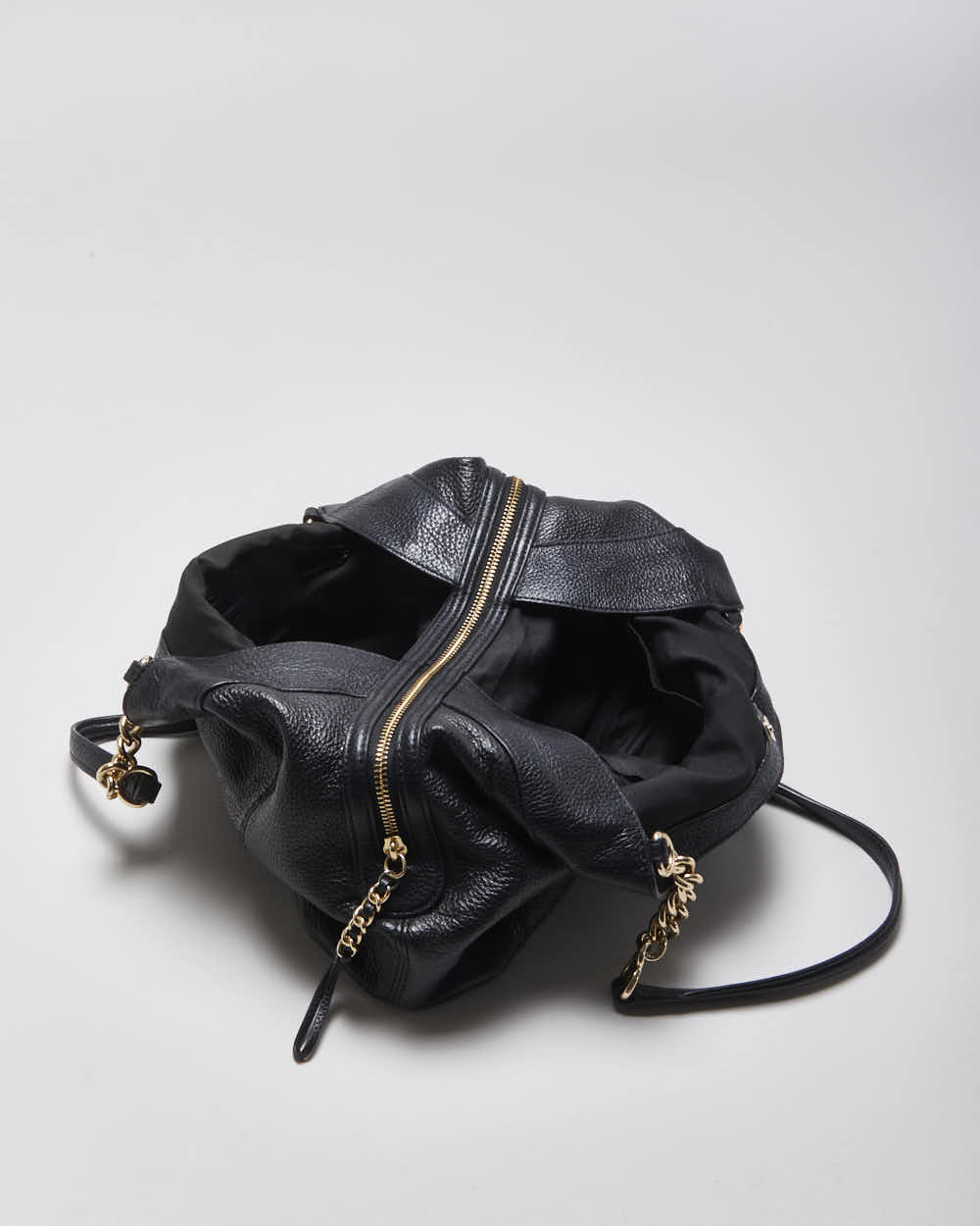 Vintage Coach Lexy Black Pebble Leather Chain Hobo Shoulder Bag