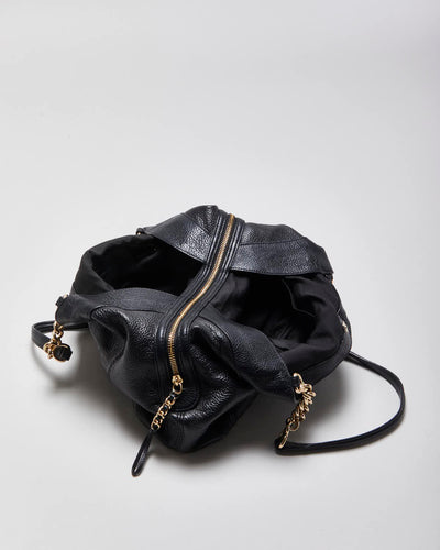 Vintage Coach Lexy Black Pebble Leather Chain Hobo Shoulder Bag