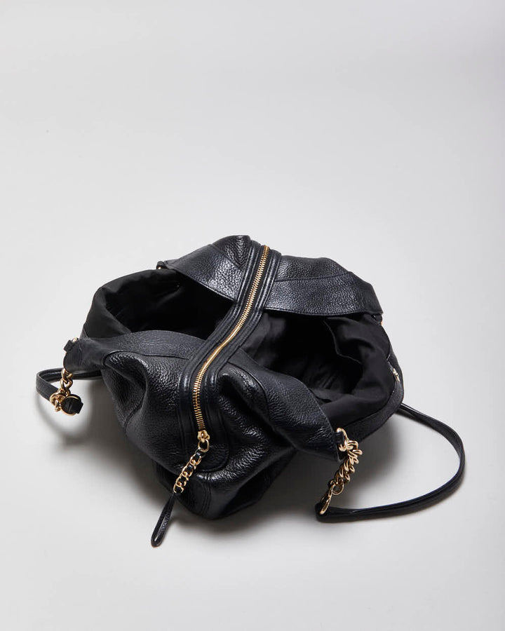 Vintage Coach Lexy Black Pebble Leather Chain Hobo Shoulder Bag