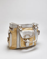 Vintage Coach Legacy Straw Tote Handbag