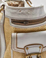 Vintage Coach Legacy Straw Tote Handbag