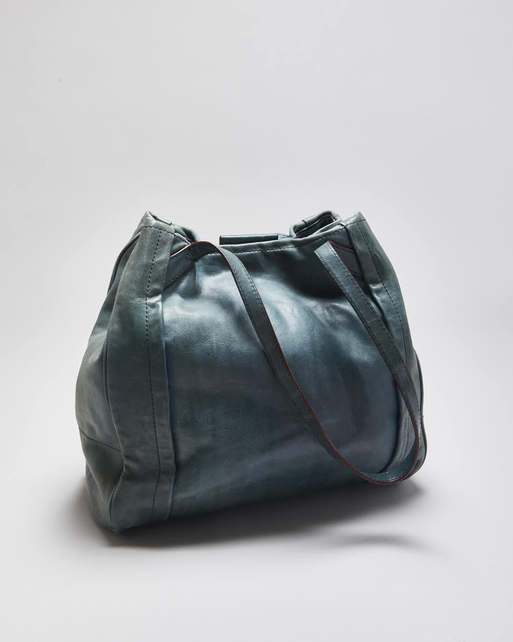 Vintage Y2K 00s Marc By Marc Jacobs Moto Teal Leather Tote Bag