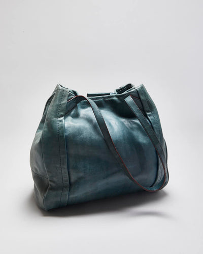 Vintage Y2K 00s Marc By Marc Jacobs Moto Teal Leather Tote Bag