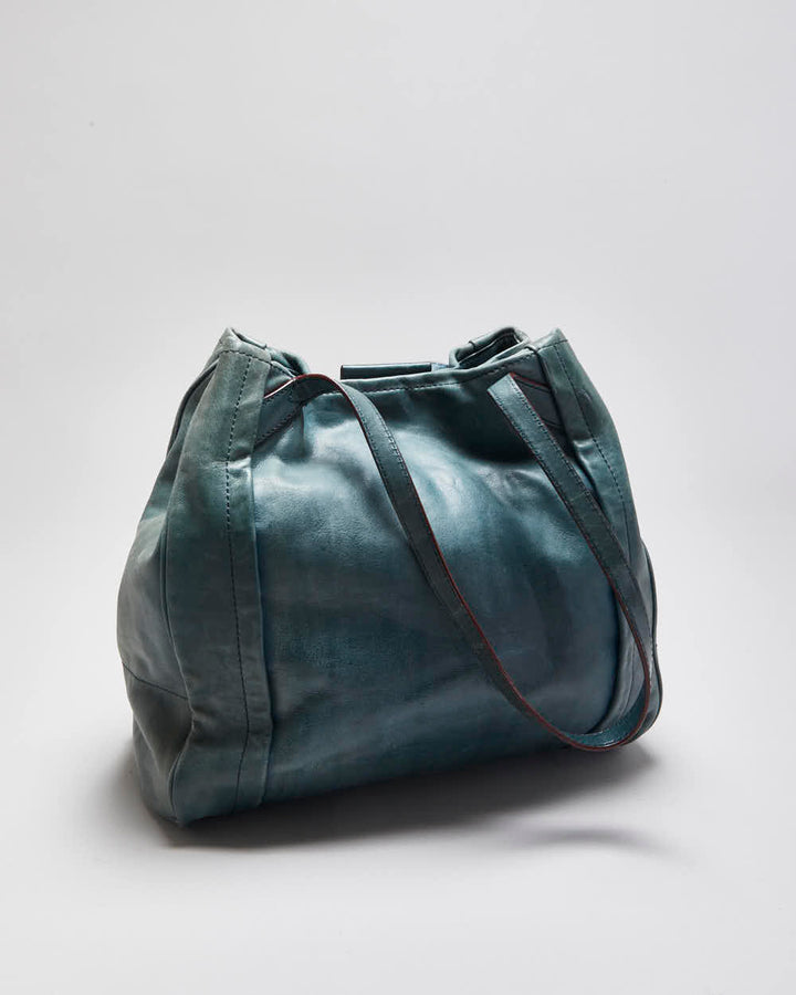 Vintage Y2K 00s Marc By Marc Jacobs Moto Teal Leather Tote Bag