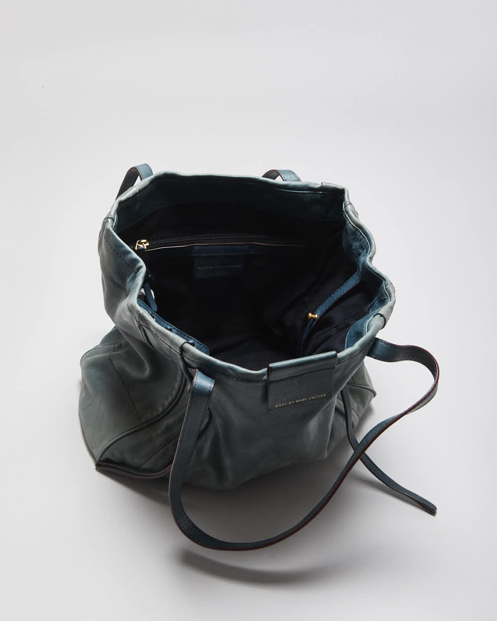 Vintage Y2K 00s Marc By Marc Jacobs Moto Teal Leather Tote Bag