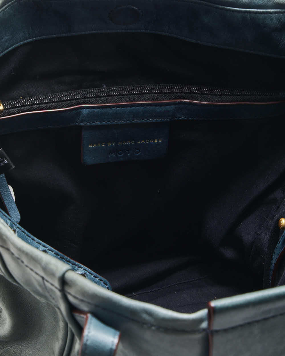 Vintage Y2K 00s Marc By Marc Jacobs Moto Teal Leather Tote Bag