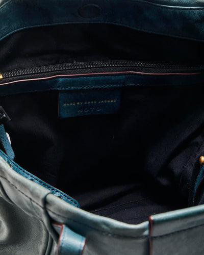 Vintage Y2K 00s Marc By Marc Jacobs Moto Teal Leather Tote Bag