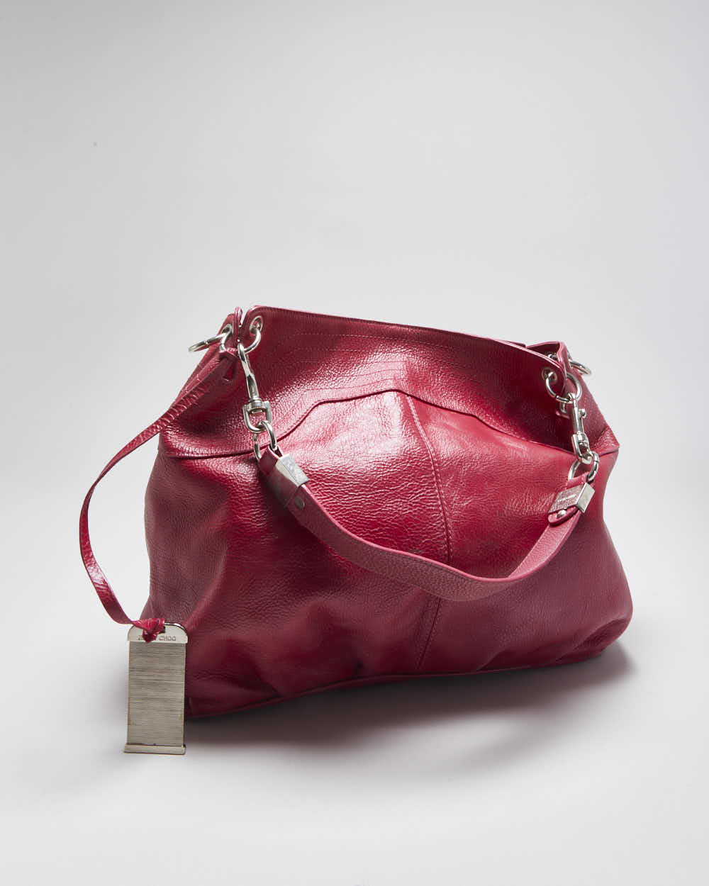 Vintage Y2K 00s Jimmy Choo Hot Pink Large Leather Hobo Shoulder Bag