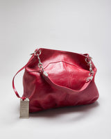 Vintage Y2K 00s Jimmy Choo Hot Pink Large Leather Hobo Shoulder Bag