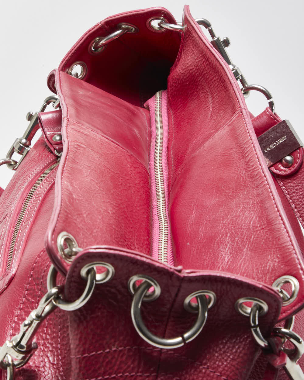 Vintage Y2K 00s Jimmy Choo Hot Pink Large Leather Hobo Shoulder Bag