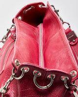 Vintage Y2K 00s Jimmy Choo Hot Pink Large Leather Hobo Shoulder Bag