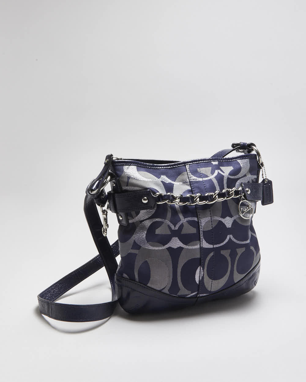 Vintage Y2K 00s Coach Optic Metallic Signature Jacquard Canvas Crossbody Bag