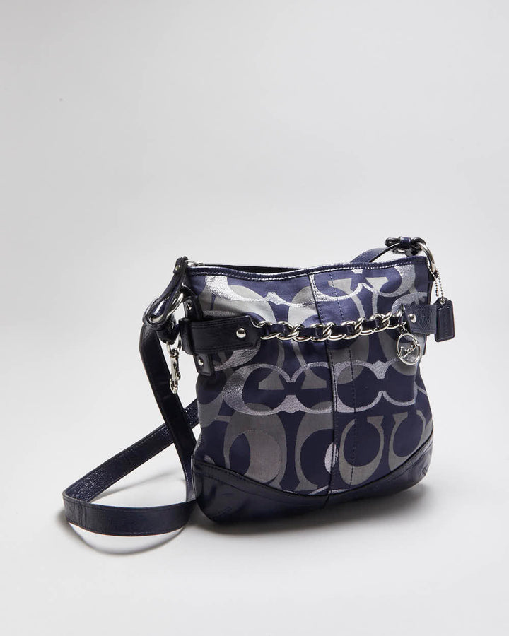 Vintage Y2K 00s Coach Optic Metallic Signature Jacquard Canvas Crossbody Bag