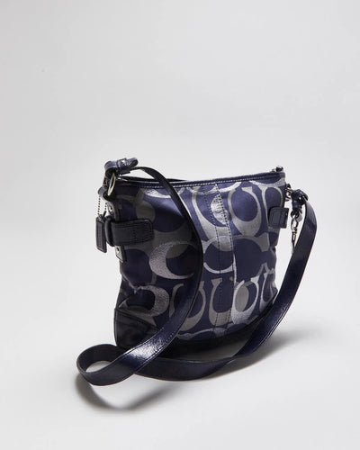 Vintage Y2K 00s Coach Optic Metallic Signature Jacquard Canvas Crossbody Bag