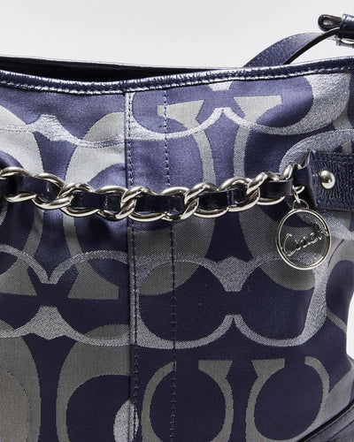 Vintage Y2K 00s Coach Optic Metallic Signature Jacquard Canvas Crossbody Bag