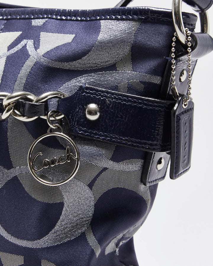 Vintage Y2K 00s Coach Optic Metallic Signature Jacquard Canvas Crossbody Bag