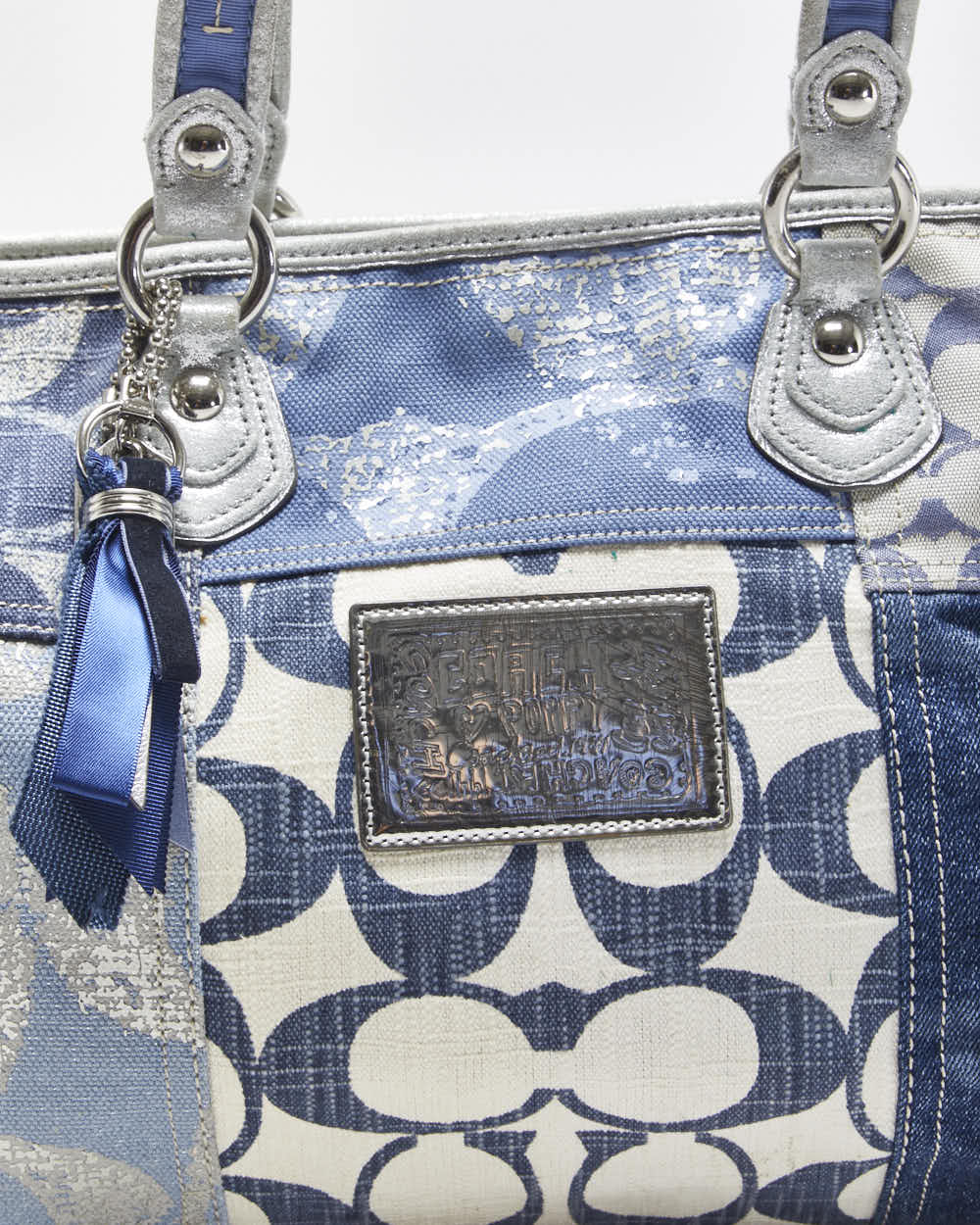 Vintage Y2K 00s Coach Poppy Denim Patchwork Shoulder Bag