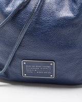 Vintage Y2K 00s Marc By Marc Jacobs Too Hot To Handle Navy Blue Leather Bucket Bag