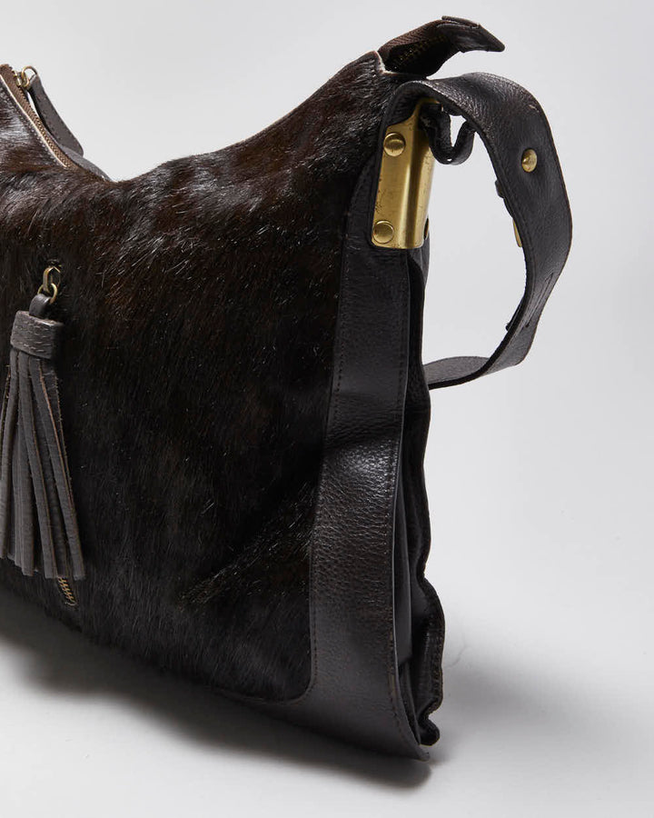 Vintage Aqua Madonna Cowhide Handbag