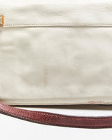 Vintage Y2K 00s Prada Studded Cream Vitello Leather Shoulder Bag